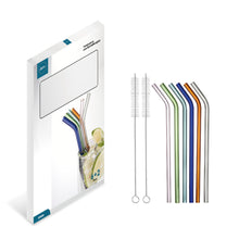 Lade das Bild in den Galerie-Viewer, Glasstrohhalme "Artemisa" gebogen und bunt 22 cm | 6er Set