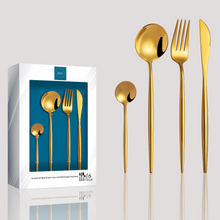 Lade das Bild in den Galerie-Viewer, Besteck-Set "Toulon" aus Edelstahl Glänzend & Gold | 16er Set