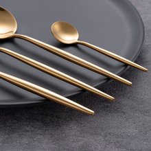 Lade das Bild in den Galerie-Viewer, Besteck-Set "Toulon" aus Edelstahl Glänzend & Gold | 16er Set