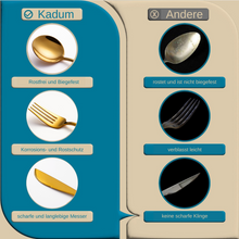 Lade das Bild in den Galerie-Viewer, Besteck-Set "Toulon" aus Edelstahl Glänzend & Gold | 16er Set