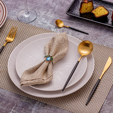 Lade das Bild in den Galerie-Viewer, Besteck-Set "Vannes" aus Edelstahl mit schwarzem Griff Matt & Gold | 16er Set