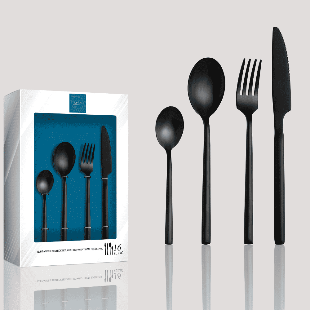 Besteck-Set Brest aus Edelstahl Matt & Schwarz –