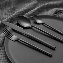 Lade das Bild in den Galerie-Viewer, Besteck-Set "Brest" aus Edelstahl Matt & Schwarz | 16er Set