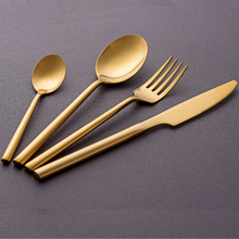 Lade das Bild in den Galerie-Viewer, Besteck-Set "Dieppe" aus Edelstahl Matt & Gold | 16er Set