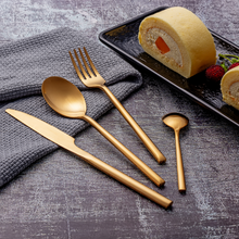 Lade das Bild in den Galerie-Viewer, Besteck-Set "Dieppe" aus Edelstahl Matt & Gold | 16er Set