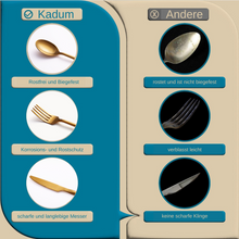 Lade das Bild in den Galerie-Viewer, Besteck-Set "Dieppe" aus Edelstahl Matt & Gold | 16er Set