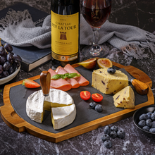 Lade das Bild in den Galerie-Viewer, Servierbrett "Pisa" mit herausnehmbarer Schieferplatte und Akazienholz 40 cm | 1er Set