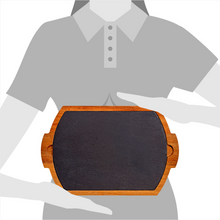 Lade das Bild in den Galerie-Viewer, Servierbrett "Pisa" mit herausnehmbarer Schieferplatte und Akazienholz 40 cm | 1er Set