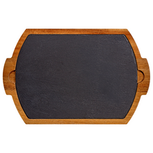 Lade das Bild in den Galerie-Viewer, Servierbrett "Pisa" mit herausnehmbarer Schieferplatte und Akazienholz 40 cm | 1er Set