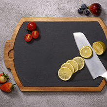 Lade das Bild in den Galerie-Viewer, Servierbrett "Pisa" mit herausnehmbarer Schieferplatte und Akazienholz 40 cm | 1er Set