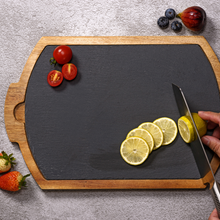Lade das Bild in den Galerie-Viewer, Servierbrett "Pisa" mit herausnehmbarer Schieferplatte und Akazienholz 40 cm | 1er Set
