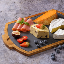 Lade das Bild in den Galerie-Viewer, Servierbrett "Pisa" mit herausnehmbarer Schieferplatte und Akazienholz 40 cm | 1er Set