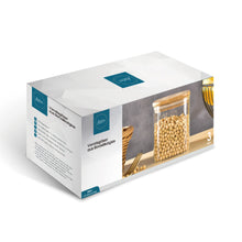 Lade das Bild in den Galerie-Viewer, Vorratsbehälter "Dampier" aus Glas mit Bambusdeckel 550 ml | 3er Set