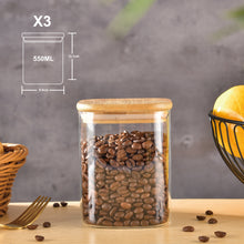 Lade das Bild in den Galerie-Viewer, Vorratsbehälter "Dampier" aus Glas mit Bambusdeckel 750 ml | 3er Set