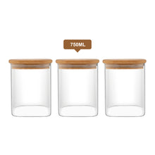 Lade das Bild in den Galerie-Viewer, Vorratsbehälter "Dampier" aus Glas mit Bambusdeckel 750 ml | 3er Set