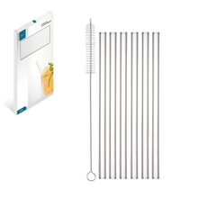 Lade das Bild in den Galerie-Viewer, Glasstrohhalme "Sandino" gerade und transparent 15 cm | 6er Set