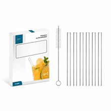 Lade das Bild in den Galerie-Viewer, Glasstrohhalme "Sandino" gerade und transparent 15 cm | 6er Set