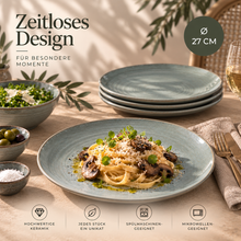 Lade das Bild in den Galerie-Viewer, Speiseteller Keramik 27 cm – Grau Essteller Salisbury – Handbemalt