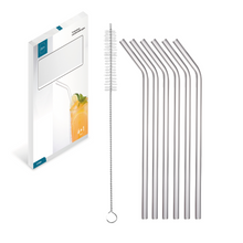 Lade das Bild in den Galerie-Viewer, Glasstrohhalme "Guane" gebogen und transparent 22 cm | 6er Set