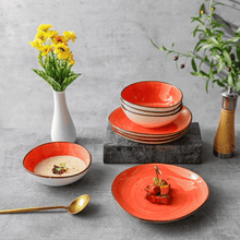 Lade das Bild in den Galerie-Viewer, Keramik Tellerset Papaya Creme“ – Frühstücksteller & Bowls | 8-teiliges Set – Handbemalt – Bild 9