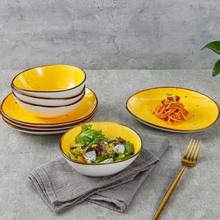 Lade das Bild in den Galerie-Viewer, Keramik Tellerset „Potosi Sun“ – gedeckter Tisch mit Frühstücksteller, Schüssel und Besteck