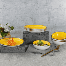 Lade das Bild in den Galerie-Viewer, Keramik Tellerset Potosi Sun“ – Frühstücksteller & Bowls | 8-teiliges Set – Handbemalt – Bild 5