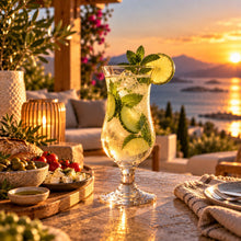 Lade das Bild in den Galerie-Viewer, OONYQ Crystal Hurricane 335 ml – bruchsicheres Cocktailglas aus Tritan mit Mojito auf der Lounge-Terrasse