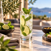 Lade das Bild in den Galerie-Viewer, OONYQ Crystal Longdrink 355 ml – bruchsicheres Longdrinkglas aus Tritan mit Mojito und Limette