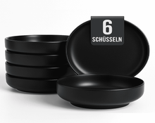 Lade das Bild in den Galerie-Viewer, Pastateller Keramik 23 cm – Schwarzer Teller Goma mit Fuß, Spülmaschinenfest – Bild 11