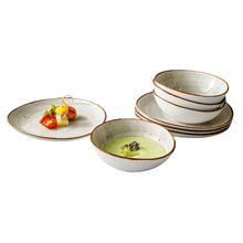 Lade das Bild in den Galerie-Viewer, Keramik Tellerset Potosi Creme“ – Frühstücksteller & Bowls | 8-teiliges Set – Handbemalt – Bild 11
