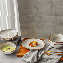 Lade das Bild in den Galerie-Viewer, Keramik Tellerset Potosi Creme“ – Frühstücksteller & Bowls | 8-teiliges Set – Handbemalt – Bild 5