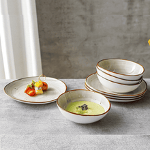 Lade das Bild in den Galerie-Viewer, Keramik Tellerset Potosi Creme“ – Frühstücksteller & Bowls | 8-teiliges Set – Handbemalt – Bild 9