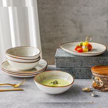 Lade das Bild in den Galerie-Viewer, Seitliche Ansicht des Keramik Tellersets Potosi Creme – 8-teilig