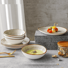 Lade das Bild in den Galerie-Viewer, Keramik Tellerset Potosi Creme“ – Frühstücksteller & Bowls | 8-teiliges Set – Handbemalt – Bild 7