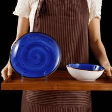 Lade das Bild in den Galerie-Viewer, Keramik Tellerset Potosi Ocean“ – Frühstücksteller & Bowls | 8-teiliges Set – Handbemalt – Bild 4