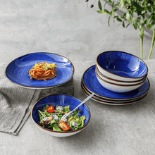 Lade das Bild in den Galerie-Viewer, Keramik Tellerset Potosi Ocean“ – Frühstücksteller & Bowls | 8-teiliges Set – Handbemalt – Bild 8