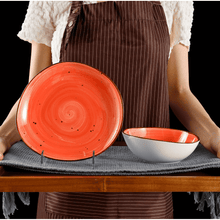 Lade das Bild in den Galerie-Viewer, Keramik Tellerset Papaya Creme“ – Frühstücksteller & Bowls | 8-teiliges Set – Handbemalt – Bild 4
