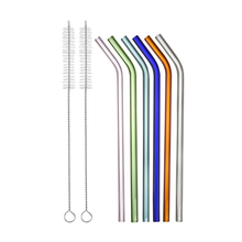 Lade das Bild in den Galerie-Viewer, Glasstrohhalme "Artemisa" gebogen und bunt 22 cm | 6er Set