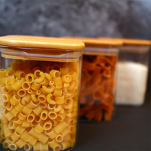 Lade das Bild in den Galerie-Viewer, Vorratsbehälter "Dampier" aus Glas mit Bambusdeckel 750 ml | 3er Set