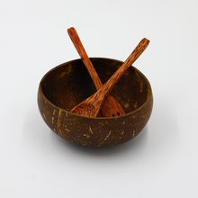 Lade das Bild in den Galerie-Viewer, Schüssel "Bali" aus Kokosnussschale mit Besteck Ø 14,5 | 1er Set
