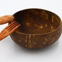 Lade das Bild in den Galerie-Viewer, Schüssel "Bali" aus Kokosnussschale mit Besteck Ø 14,5 | 1er Set