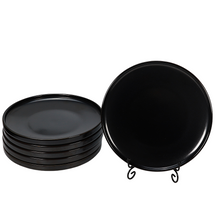 Lade das Bild in den Galerie-Viewer, Gestapelte schwarze Keramik-Frühstücksteller Goma Ø 22 cm, glänzende Glasur