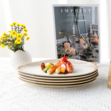 Lade das Bild in den Galerie-Viewer, Gestapelte Servierteller „Charlotte“ Ø 33 cm – Beige-Gold