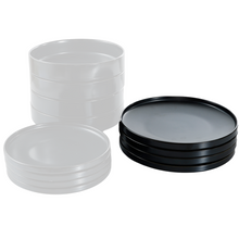 Lade das Bild in den Galerie-Viewer, Schwarze Keramik-Speiseteller Goma Ø 25 cm im 2er Set – elegantes, glänzendes Design set