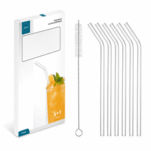 Lade das Bild in den Galerie-Viewer, Glasstrohhalme "Guane" gebogen und transparent 22 cm | 6er Set
