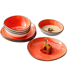 Lade das Bild in den Galerie-Viewer, Keramik Tellerset „Papaya Creme“ – 8-teilig, 4 Frühstücksteller Ø 21 cm &amp; 4 Schüsseln Ø 15 cm – Hauptansicht
