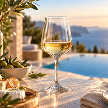 Lade das Bild in den Galerie-Viewer, OONYQ Crystal Wine 450 ml – bruchsicheres Weinglas aus Tritan mit Weißwein am Pool
