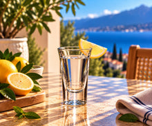 Lade das Bild in den Galerie-Viewer, OONYQ Essential Shot 30 ml – bruchsicheres Schnapsglas aus Tritan mit Zitronen am Meer
