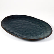 Handbemalte Servierschale „Gothenburg“ aus Keramik Ø 36 cm im Blau-Grün-Gold-Design – Hauptansicht