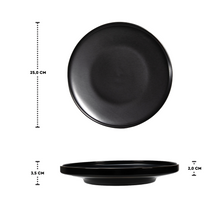 Lade das Bild in den Galerie-Viewer, Maße des schwarzen Speisetellers Goma Ø 25 cm – Höhe 3,5 cm
